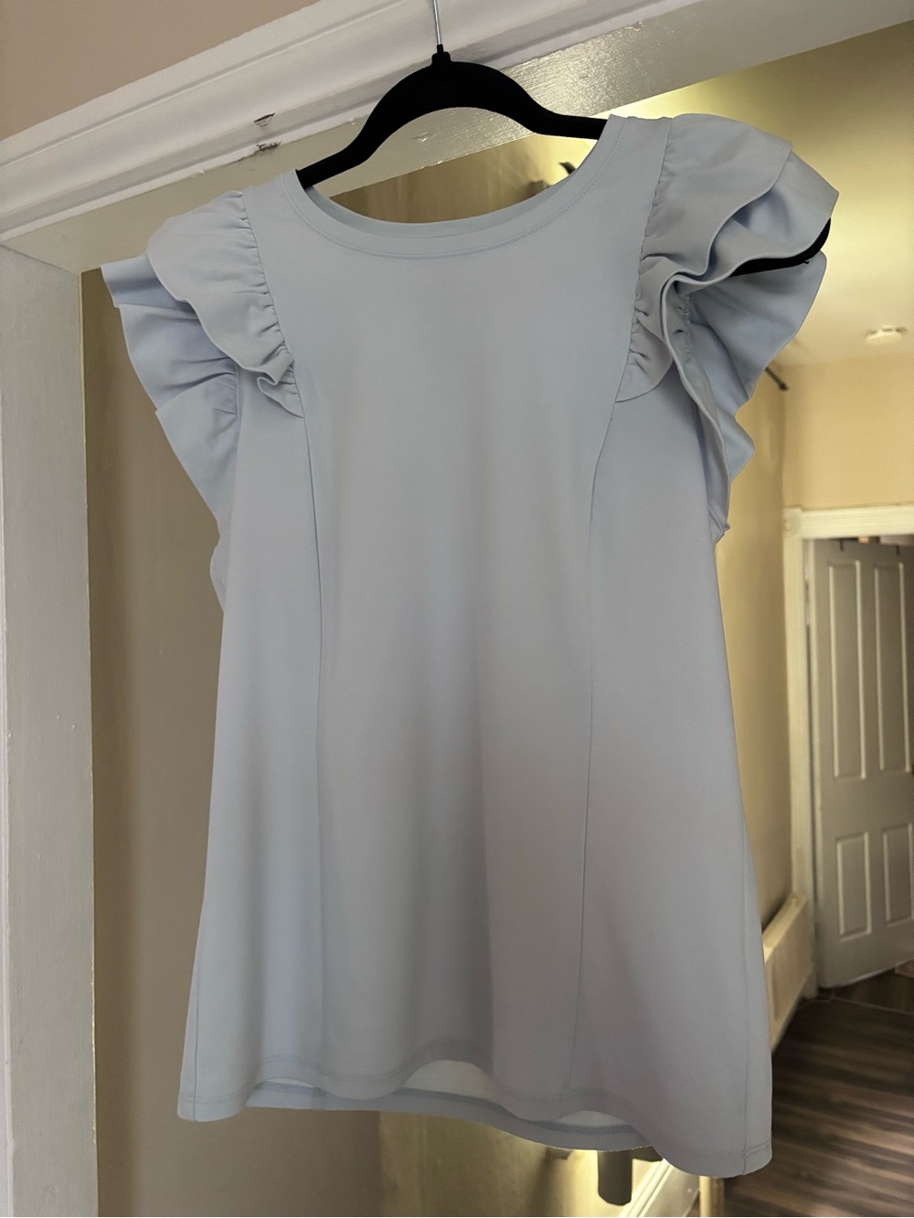 RW&CO. Pale Blue Women's Top with Ruffle Sleeves